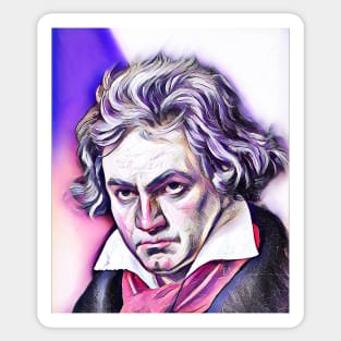 Ludwig van Beethoven Pink Portrait | Ludwig van Beethoven Artwork 7 Sticker